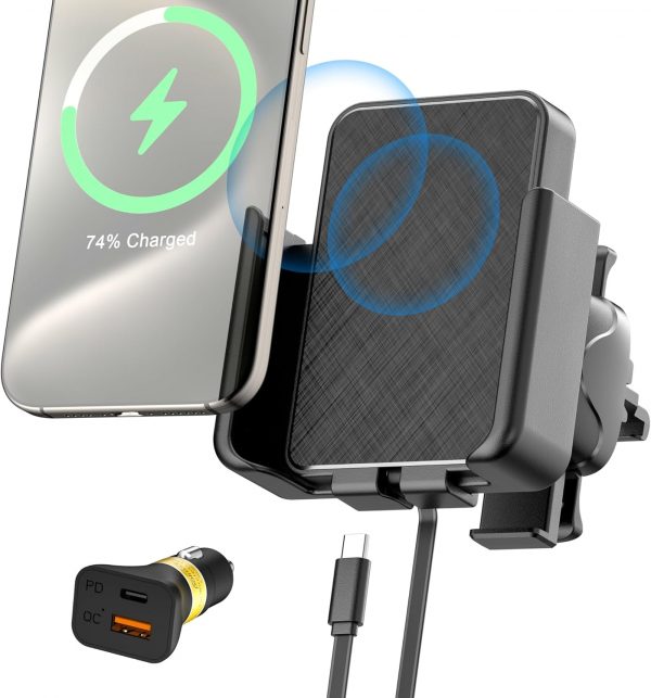 Polmxs Car Phone Holder Wireless Charger, 15W Wireless Car C... - Image 2