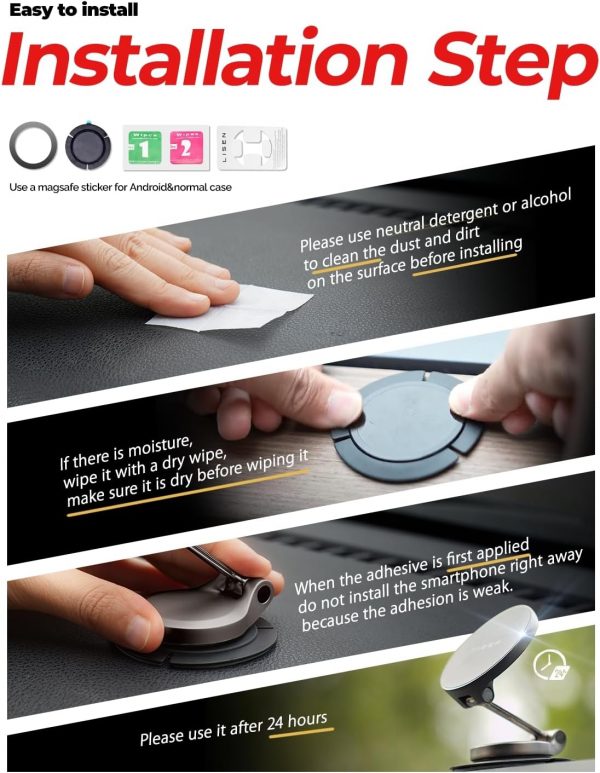 LISEN Magsafe Car Charger [15W Pro Charging] Magsafe Car Mou... - Image 9
