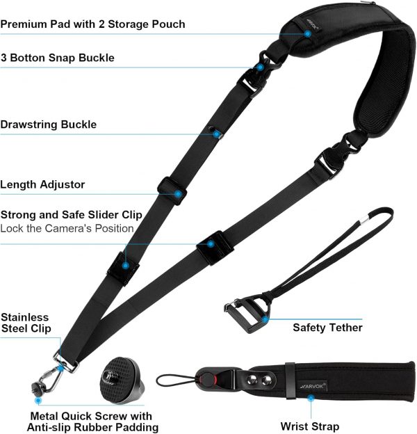 ARVOK Camera Strap - Quick Release & Safety Tether, Adjustab... - Image 3