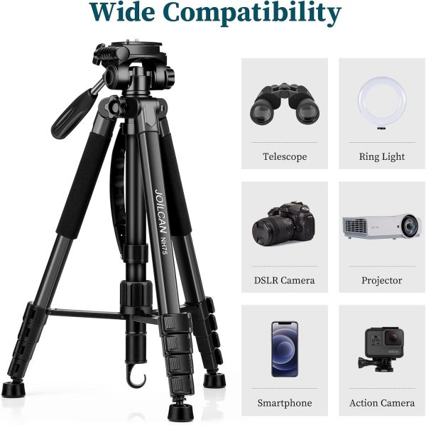 JOILCAN 73" Camera Tripod, Aluminum DSLR Monopod tripod with... - Image 3