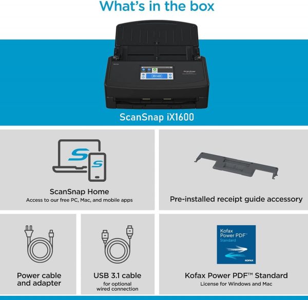 ScanSnap iX1600 Black Document Scanner 5GHz - Desktop, Doubl... - Image 4