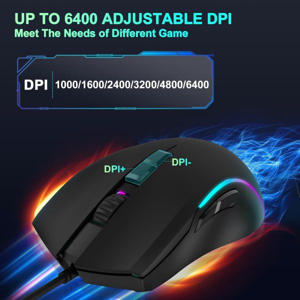 Gaming Keyboard and Mouse, RaceGT USB Backlit 104 Keys Wired... - Image 6