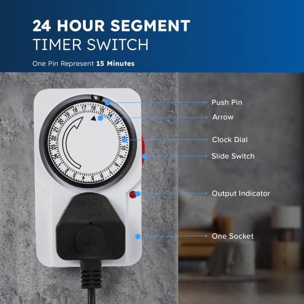 Desiretech Plug-in Timer Switch, 24 Hour Segment Timer, Ligh... - Image 4