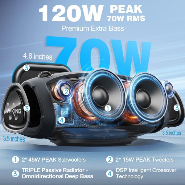 W-KING Portable Bluetooth Speaker Wireless, 120W PEAK IPX6 W... - Image 4