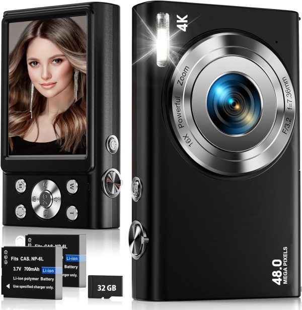 Digital Camera, 4K Autofocus Compact Camera with 32G SD Card... - Image 2
