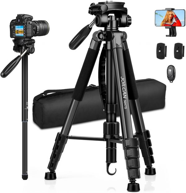 JOILCAN 73" Camera Tripod, Aluminum DSLR Monopod tripod with... - Image 2