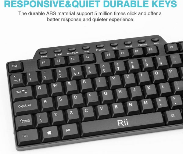 Wired Keyboard and Mouse,Rii RK203 Full Size Slim Keyboard, ... - Image 3
