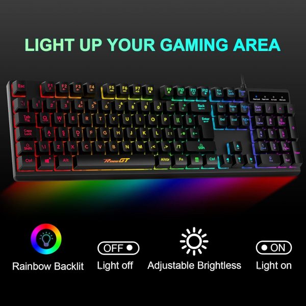 Gaming Keyboard and Mouse, RaceGT USB Backlit 104 Keys Wired... - Image 5