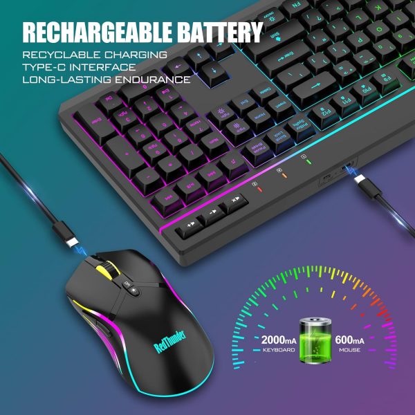 RedThunder K20 Wireless Keyboard and Mouse Combo, UK Layout ... - Image 6