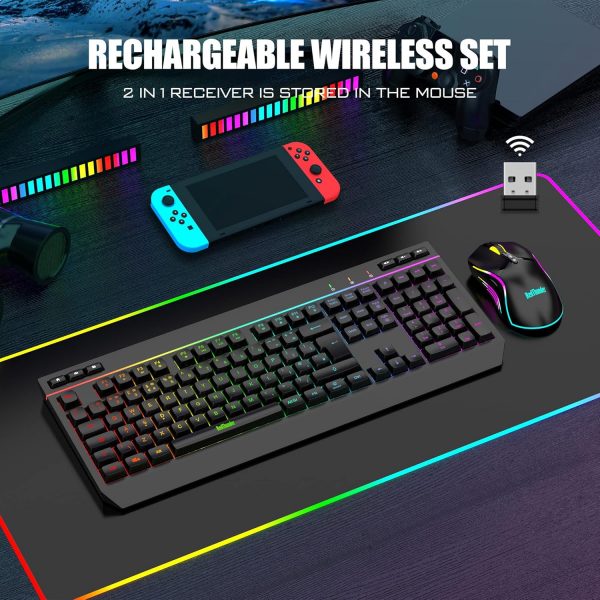 RedThunder K20 Wireless Keyboard and Mouse Combo, UK Layout ... - Image 3