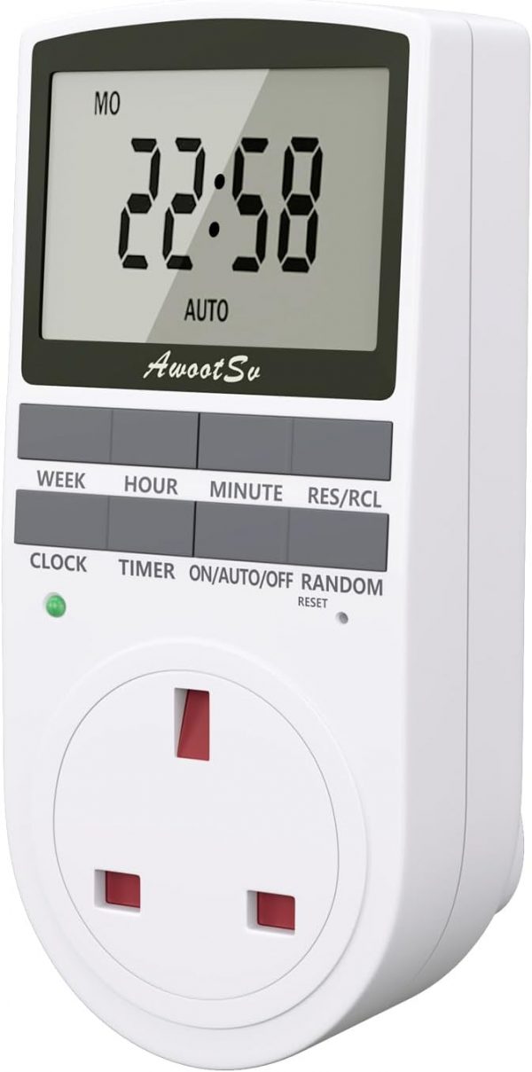 Awootsv Digital Timer Plug Socket with LCD Display 24 Hours/... - Image 2