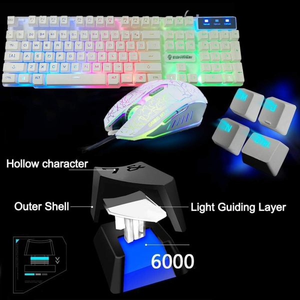 Wired Mechanical Feel Gaming Keyboard and Mouse Set Rainbow ... - Image 4