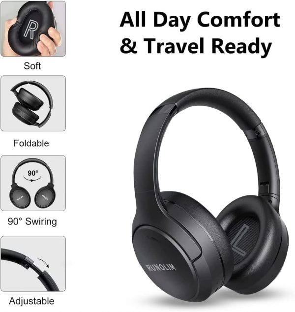 RUNOLIM Hybrid Active Noise Cancelling Headphones, Wireless ... - Image 5