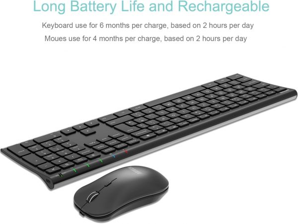 Arteck 2.4G Wireless Keyboard and Mouse Combo - Stainless St... - Image 6