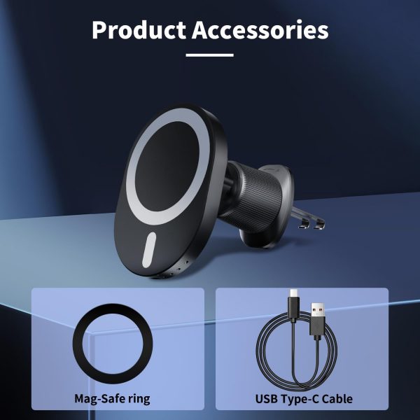 Mag-safe Car Charger Mount,15W Fast Charging,20xN55 Magnets,... - Image 9
