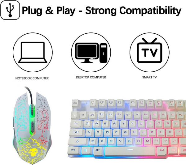 Wired Mechanical Feel Gaming Keyboard and Mouse Set Rainbow ... - Image 6