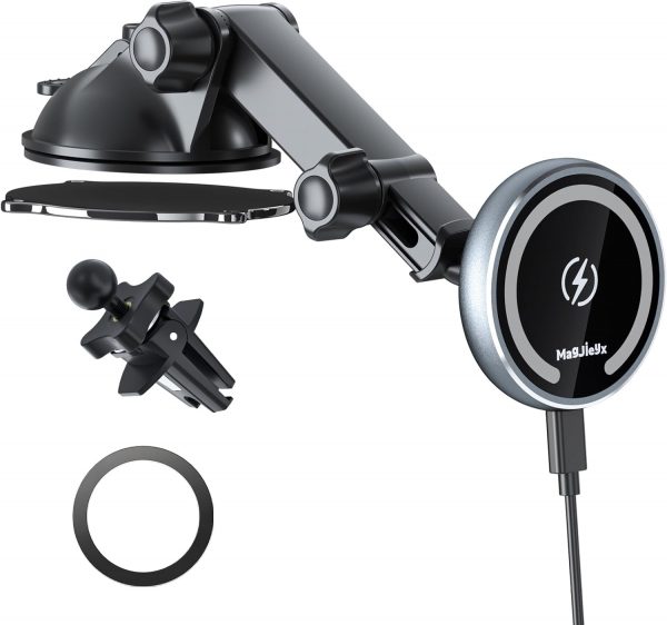 MAGJIEYX for MagSafe Car Mount Charger, Magnetic Wireless Fa... - Image 2