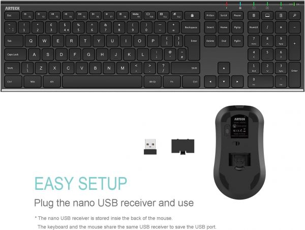 Arteck 2.4G Wireless Keyboard and Mouse Combo - Stainless St... - Image 5
