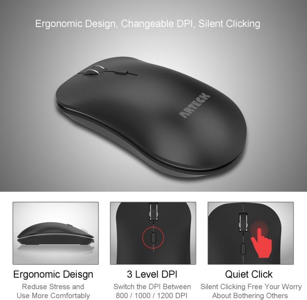 Arteck 2.4G Wireless Keyboard and Mouse Combo - Stainless St... - Image 4