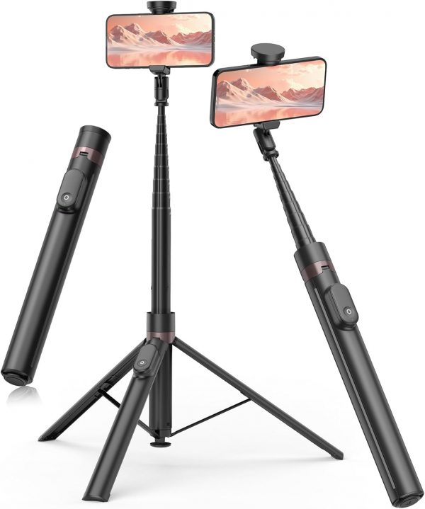 TONEOF 66" Automatic Tripod Selfie Stick, Auto-Open Phone Tr... - Image 2