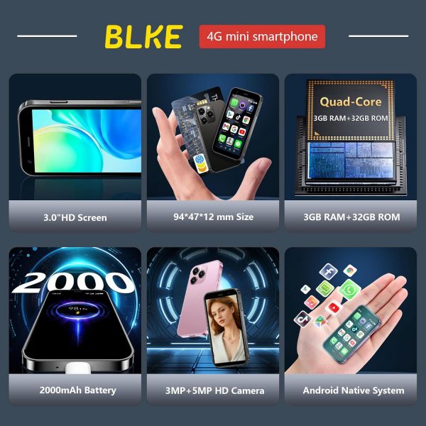 BLKE Mini Phone,4G Mini Smartphone for Kids,3.0" HD Screen,B... - Image 3