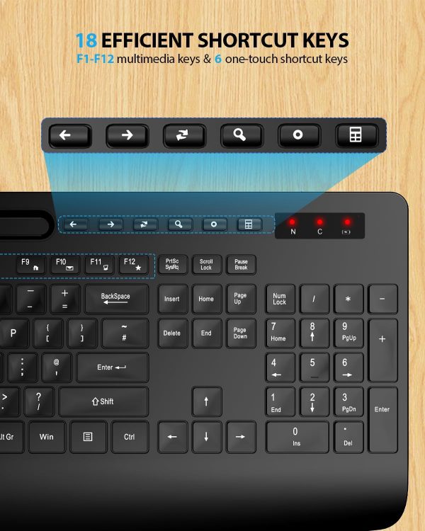 SABLUTE Wireless Keyboard and Mouse Set, 2.4G Ergonomic Cord... - Image 8