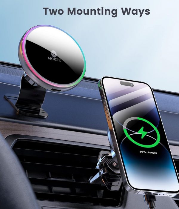 MOKPR for Magsafe Car Mount Charger, 15W Magnetic Wireless C... - Image 5
