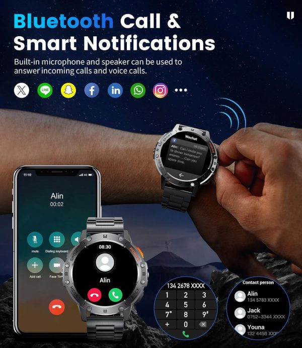 LIGE Military Smart Watch for Men with Flashlight,530mAH Out... - Image 4