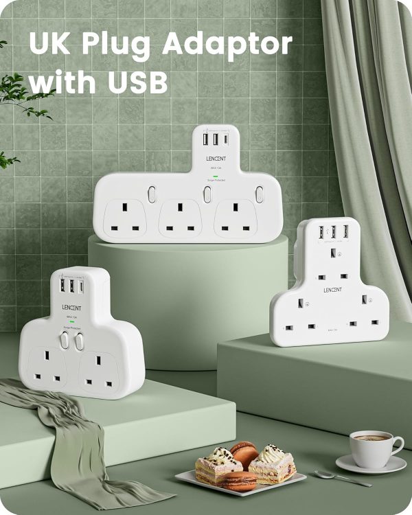LENCENT Double Plug Adaptor with 1 USB C and 2 USB Ports, Su... - Image 7