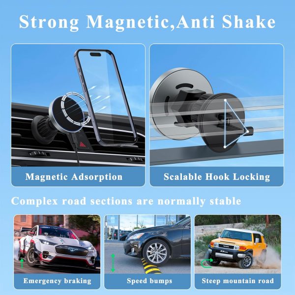 15W Magnetic Wireless Car Charger Mount, Air Vent/Dashboard ... - Image 5