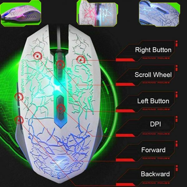 Wired Mechanical Feel Gaming Keyboard and Mouse Set Rainbow ... - Image 10