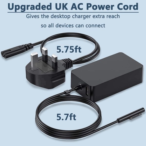 Surface Pro Charger, 65W Microsoft Surface Pro Charger Compa... - Image 3