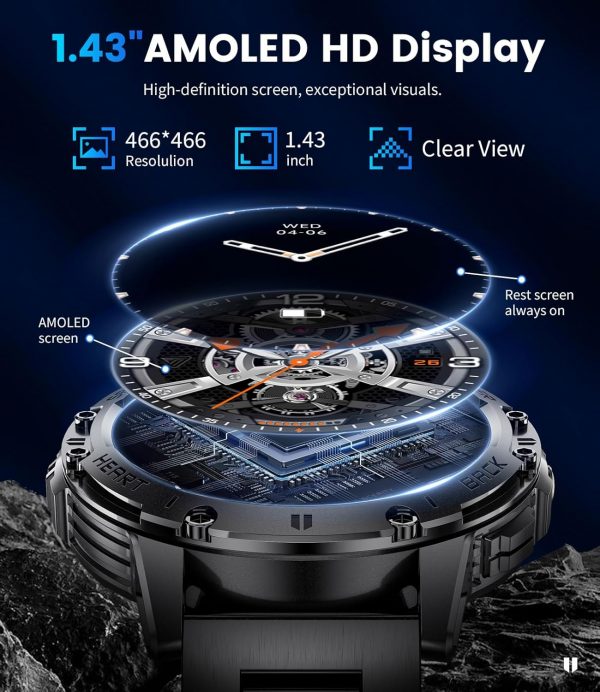 LIGE Military Smart Watch for Men with Flashlight,530mAH Out... - Image 3