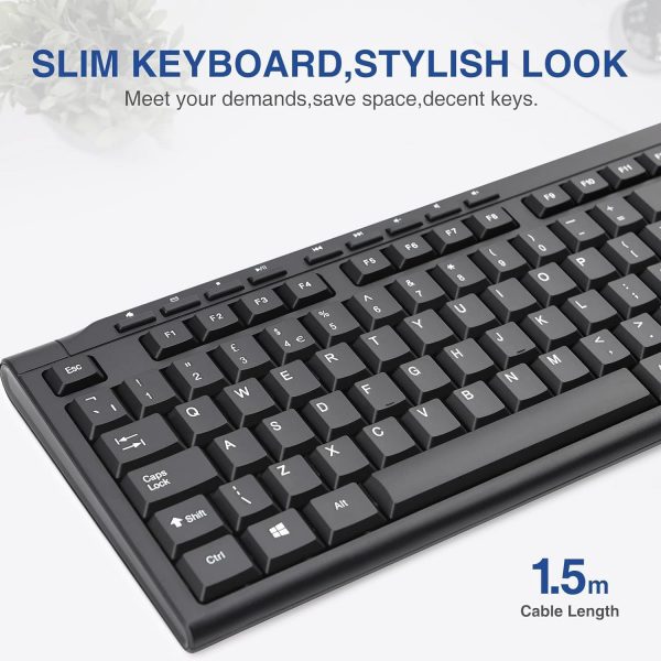 Rii Keyboard and Mouse Set,USB Wired Keyboard and Mouse Comb... - Image 6