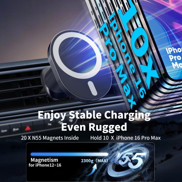 Mag-safe Car Charger Mount,15W Fast Charging,20xN55 Magnets,... - Image 5