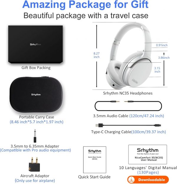 Srhythm NC35 Noise Cancelling Wireless Headphones Bluetooth ... - Image 7