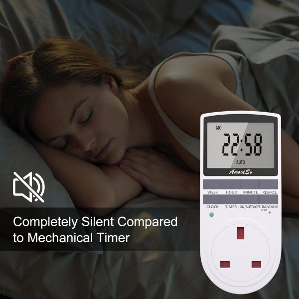 Awootsv Digital Timer Plug Socket with LCD Display 24 Hours/... - Image 7