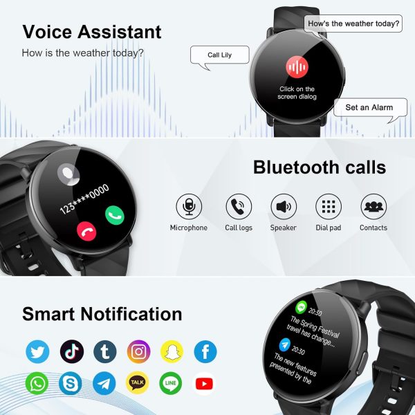 Smart Watch for Men Women with Call Text Reminder, 1.39" Scr... - Image 3