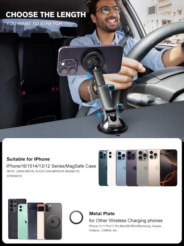 MAGJIEYX for MagSafe Car Mount Charger, Magnetic Wireless Fa... - Image 3