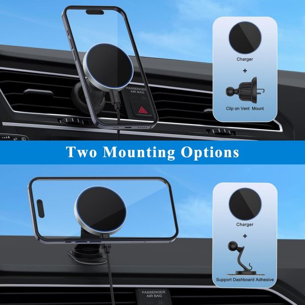 15W Magnetic Wireless Car Charger Mount, Air Vent/Dashboard ... - Image 7