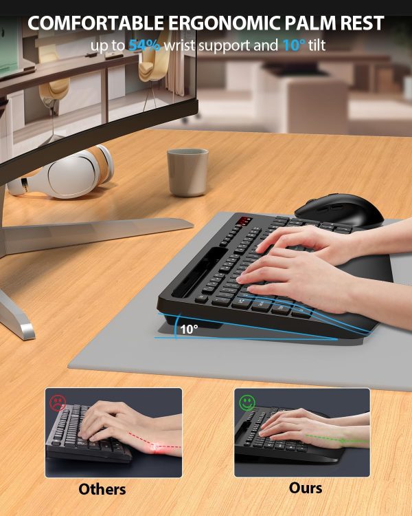 SABLUTE Wireless Keyboard and Mouse Set, 2.4G Ergonomic Cord... - Image 3