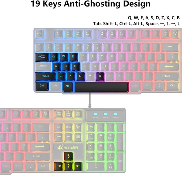 Gaming Keyboard and Mouse Set, 104 Keys UK Layout QWERTY Rai... - Image 6