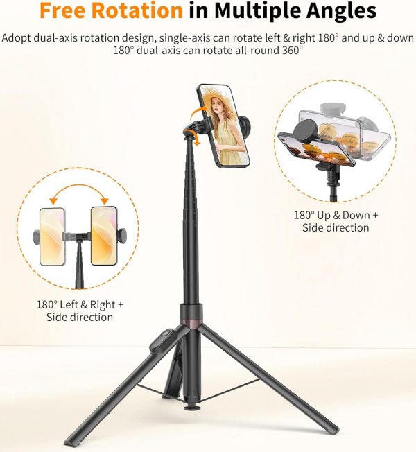 TONEOF 66" Automatic Tripod Selfie Stick, Auto-Open Phone Tr... - Image 5