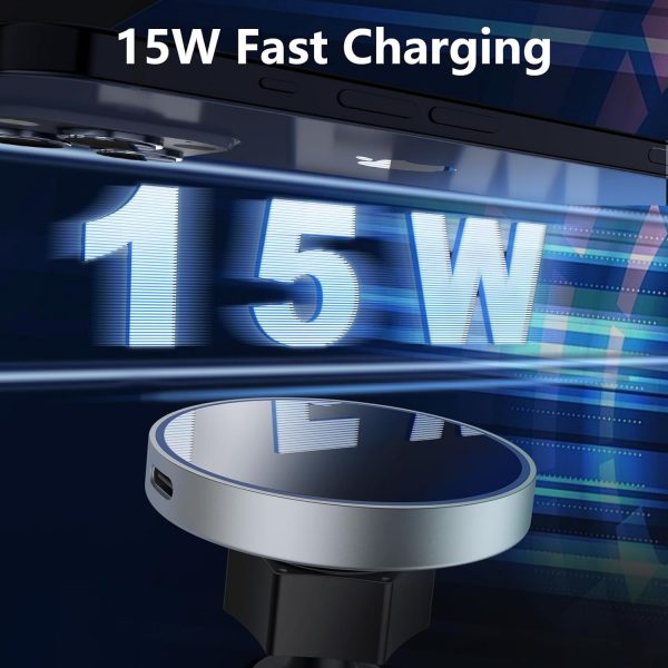 15W Magnetic Wireless Car Charger Mount, Air Vent/Dashboard ... - Image 3