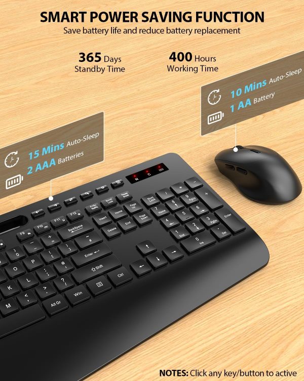 SABLUTE Wireless Keyboard and Mouse Set, 2.4G Ergonomic Cord... - Image 5