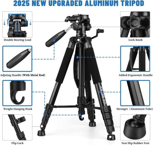 JOILCAN Camera Tripod for Canon Nikon, 74" Lightweight DSLR ... - Image 7