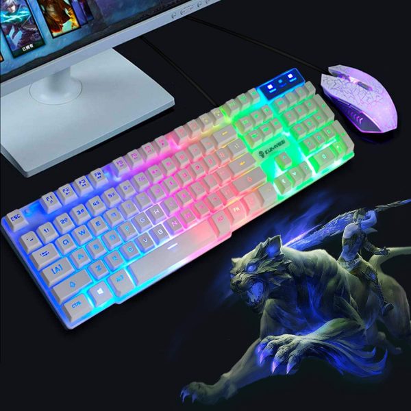 Wired Mechanical Feel Gaming Keyboard and Mouse Set Rainbow ... - Image 8