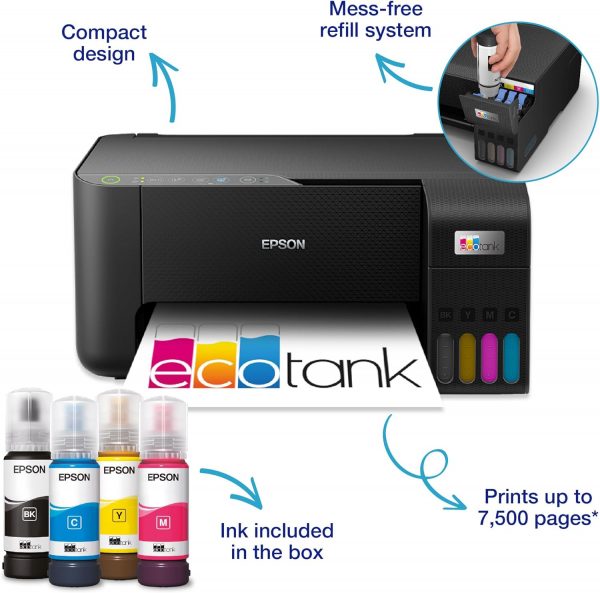 EcoTank ET-2860 A4 Multifunction Wi-Fi Ink Tank Printer, Wit... - Image 3