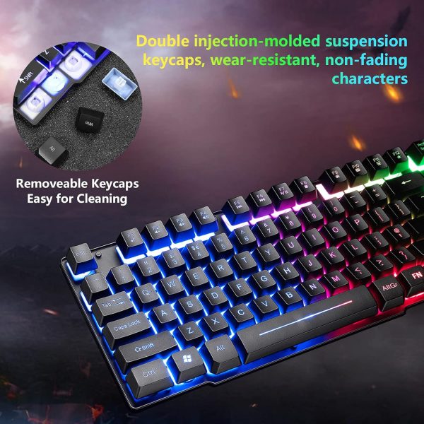 Gaming Keyboard and Mouse Set, 104 Keys UK Layout QWERTY Rai... - Image 5