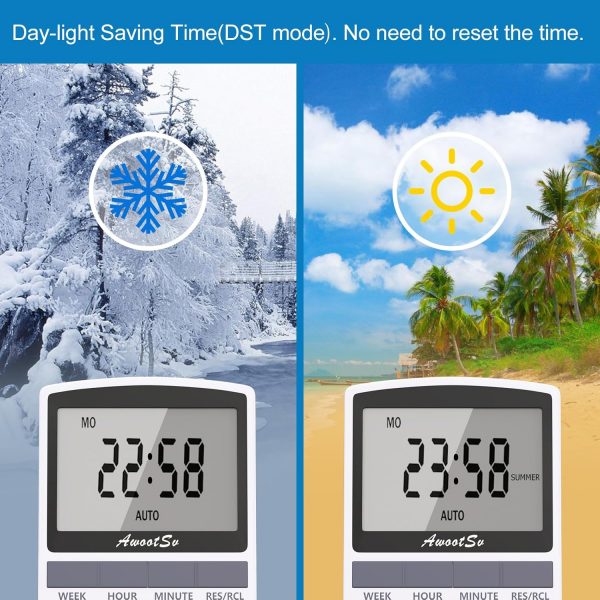 Awootsv Digital Timer Plug Socket with LCD Display 24 Hours/... - Image 6